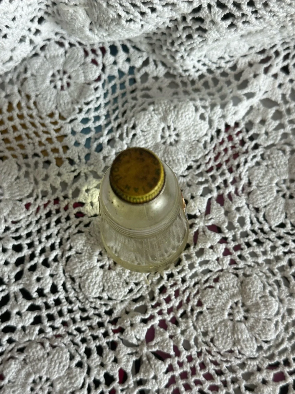 Vintage Pompeian Olive Oil - Clear Bottle with Blue Label, MCM, Kitchen Prop